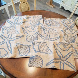 8 Ecoaccents Burlap Placemats Beach Seashells ~ USED